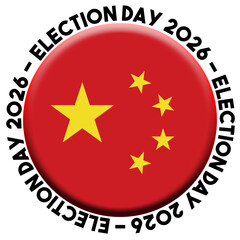 China Election Day 2026 Circular Flag Concept - 3D Illustration