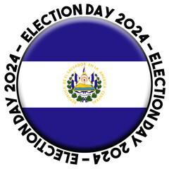 El Salvador Election Day 2024 Circular Flag Concept - 3D Illustration