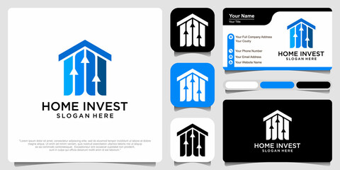 home real estate with invest logo and statistic logo design