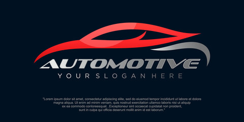 Red sport car logo vector icon with creative modern concept