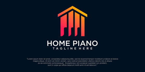 piano house logo inspiration.modern design.vector illustration concept