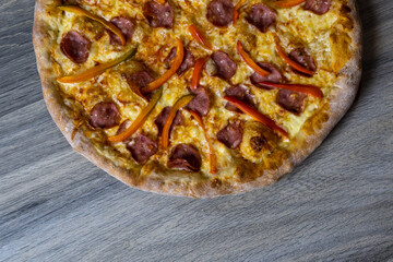 pizza on a wooden board