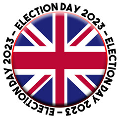 United Kingdom Election Day 2023 Circular Flag Concept - 3D Illustration
