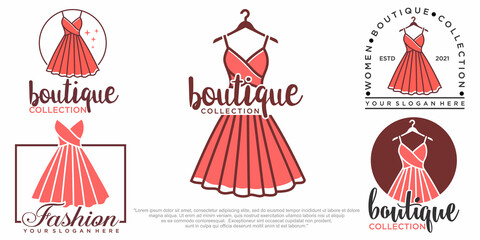 Fashion dress logo template vector icon set illustration