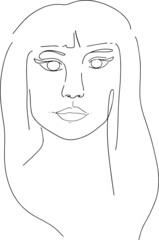 Abstract minamal face line art. Set elegant women sketch.