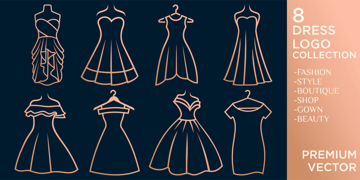 Dress boutique or fashion dress , vector icon set template ,part I