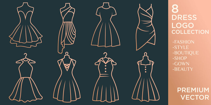 Dress boutique or fashion dress , vector icon set template ,part III