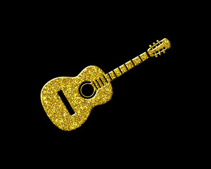 Guitar ukulele Musician Golden Glitter Icon Logo Symbol illustration