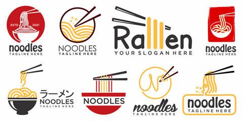 Noodle and ramen icon set logo design vector template. Vector illustration.