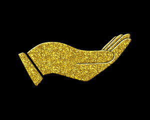 Donation Charity Golden Glitter Icon Logo Symbol illustration