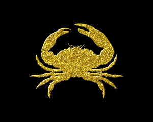 Crab Animal Golden Glitter Icon Logo Symbol illustration