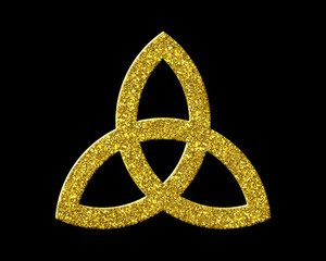 Trinity Knot, triquetra Golden Glitter Icon Logo Symbol illustration