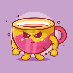 mad coffee cup character mascot isolated cartoon in flat style design. great resource for icon,symbol, logo, sticker,banner.