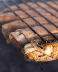 chicken sandwish on grill