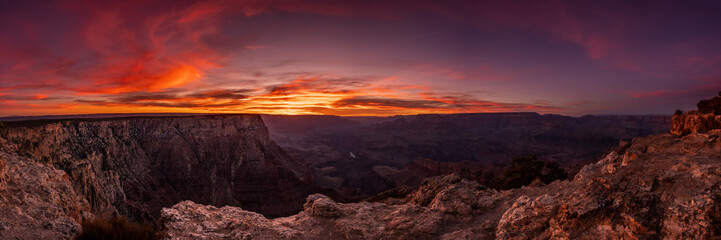 Dramatic Panorama of Sunset from Lipan Point