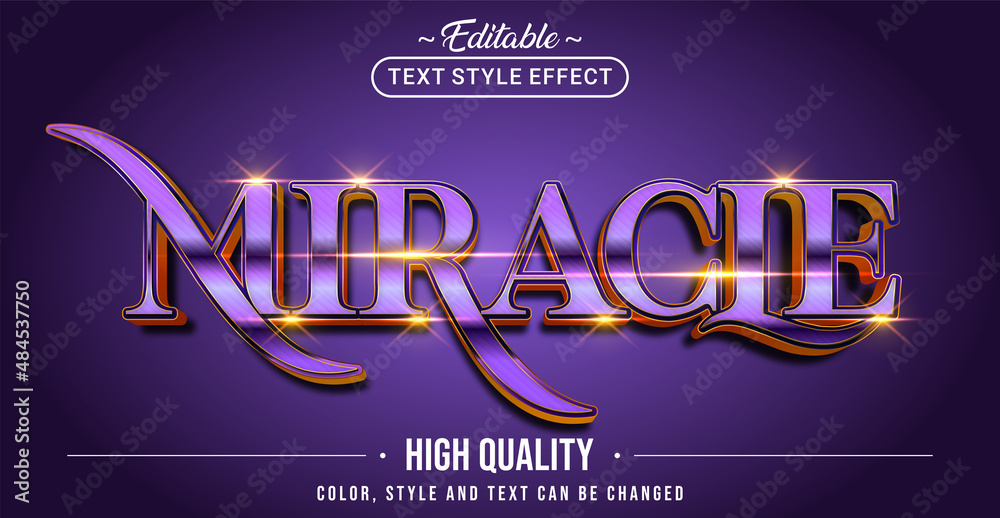 Poster Editable text style effect - Miracle text style theme.
