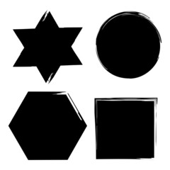 Ink geometric figures. Grunge style. Abstract shape. Hand drawn. Simple design. Vector illustration. Stock image.