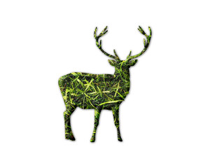 Reindeer Deer Antler Grass green Logo icon illustration