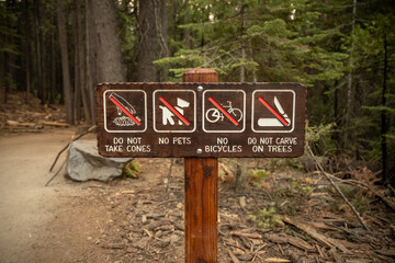 Exclusion Sign at Trail Head In Yosemite