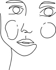 Peony woman line art portrait. Flower Head Woman Line Drawing. Surreal Minimalist Art. Beauty Salon 