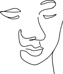 Peony woman line art portrait. Flower Head Woman Line Drawing. Surreal Minimalist Art. Beauty Salon 