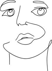 Peony woman line art portrait. Flower Head Woman Line Drawing. Surreal Minimalist Art. Beauty Salon 