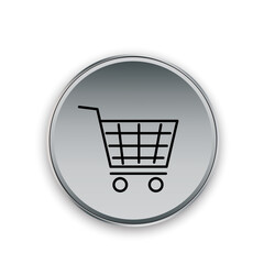 Grocery trolley icon. Shopping car badge. Supermarket wagon. Site button. Simple design. Vector illustration. Stock image. 