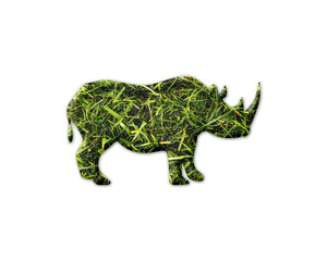 Rhino Rhinoceros Grass green Logo icon illustration