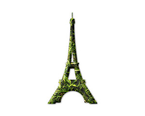 Fototapeta na wymiar Eiffel Tower Paris, France Grass green Logo icon illustration