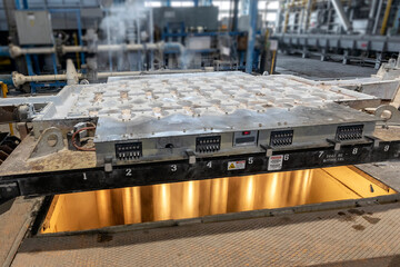 View of the aluminum manufacturing Hall–Heroult process. Aluminium or aluminum is a chemical...