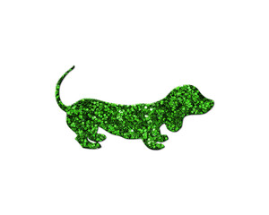 Dog Dachshund Pet Green Glitter Icon Logo Symbol illustration