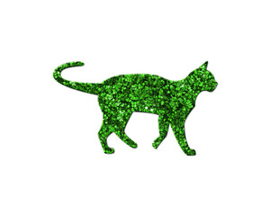 Cat Animal Green Glitter Icon Logo Symbol illustration