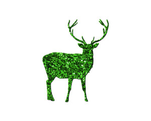 Reindeer Deer Antler Green Glitter Icon Logo Symbol illustration
