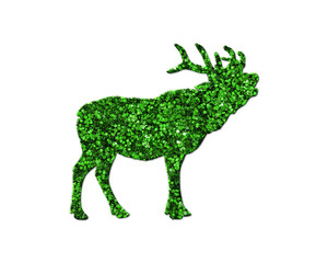 Reindeer Deer Antler moose Green Glitter Icon Logo Symbol illustration