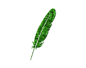 Feather ink pen Green Glitter Icon Logo Symbol illustration