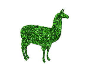 Llama alpaca Lama Green Glitter Icon Logo Symbol illustration