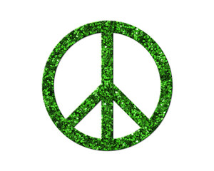 Peace sign symbol Green Glitter Icon Logo Symbol illustration