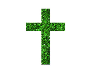 Christian Jesus Cross Green Glitter Icon Logo Symbol illustration