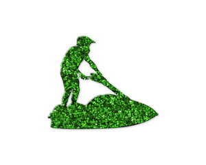 jetski jet ski Green Glitter Icon Logo Symbol illustration
