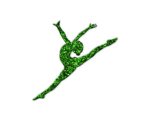 Ballet Female Dance Green Glitter Icon Logo Symbol illustration