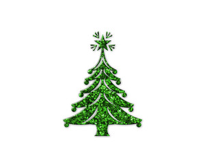 Christmas Xmas Tree Green Glitter Icon Logo Symbol illustration
