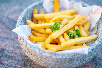 french fries on the bowl for sanck