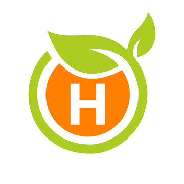 Eco Logo Design Letter H Vector. Eco Leaf Logo Icon Design Template On H Letter Concept