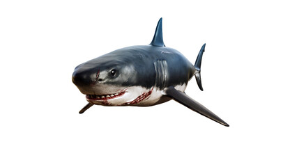 Monster of the great body of the sea Great White Shark, 3d rendering concept image with mouth closed on the side
