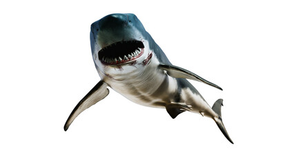Great white shark giant body sea monster, scary oncoming 3d render concept image