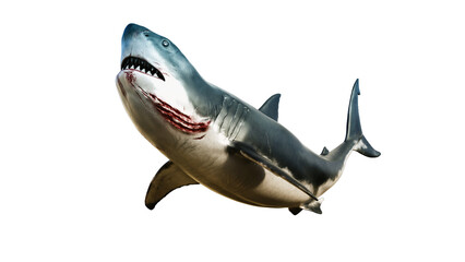 Great white shark giant body sea monster, scary side view 3d rendering concept image