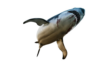 Great white shark giant body sea monster, scary oncoming 3d render concept image