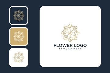 Flower rose with line art logo design