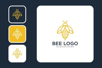 Bee with line style logo design 