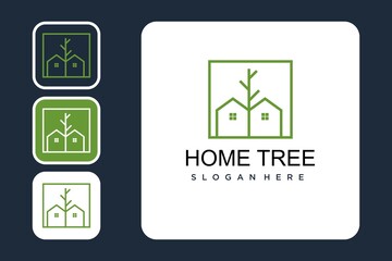Home tree logo design Premium